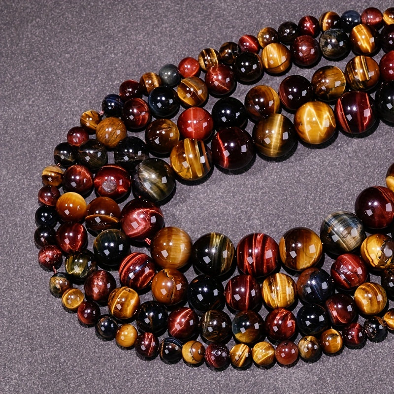 Natural Three-Color Tiger Eye Beads for Jewelry Making Wholesale
