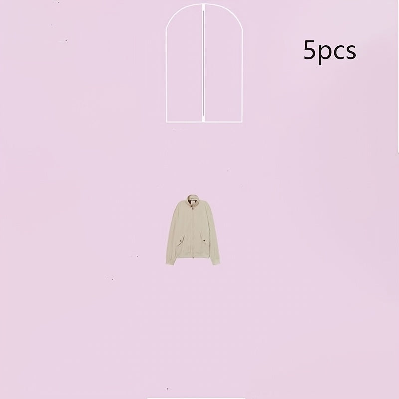 Yopiq PVC kiyim sumkalar, zip yopilishi bilan, 3/5 ta toza shaffof kostyum qoplamalari, palto va kurtkalar uchun