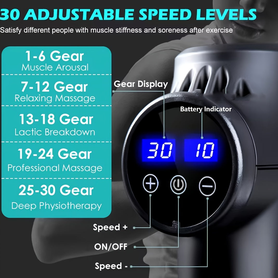 Elektrik mushak massajeri 30 darajali sensorli LCD bilan, 7 boshli, professional daraja