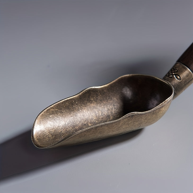 Black Sandalwood Alloy Spoon for Tea Coffee Zen-Inspired Kung Fu Ceremonies