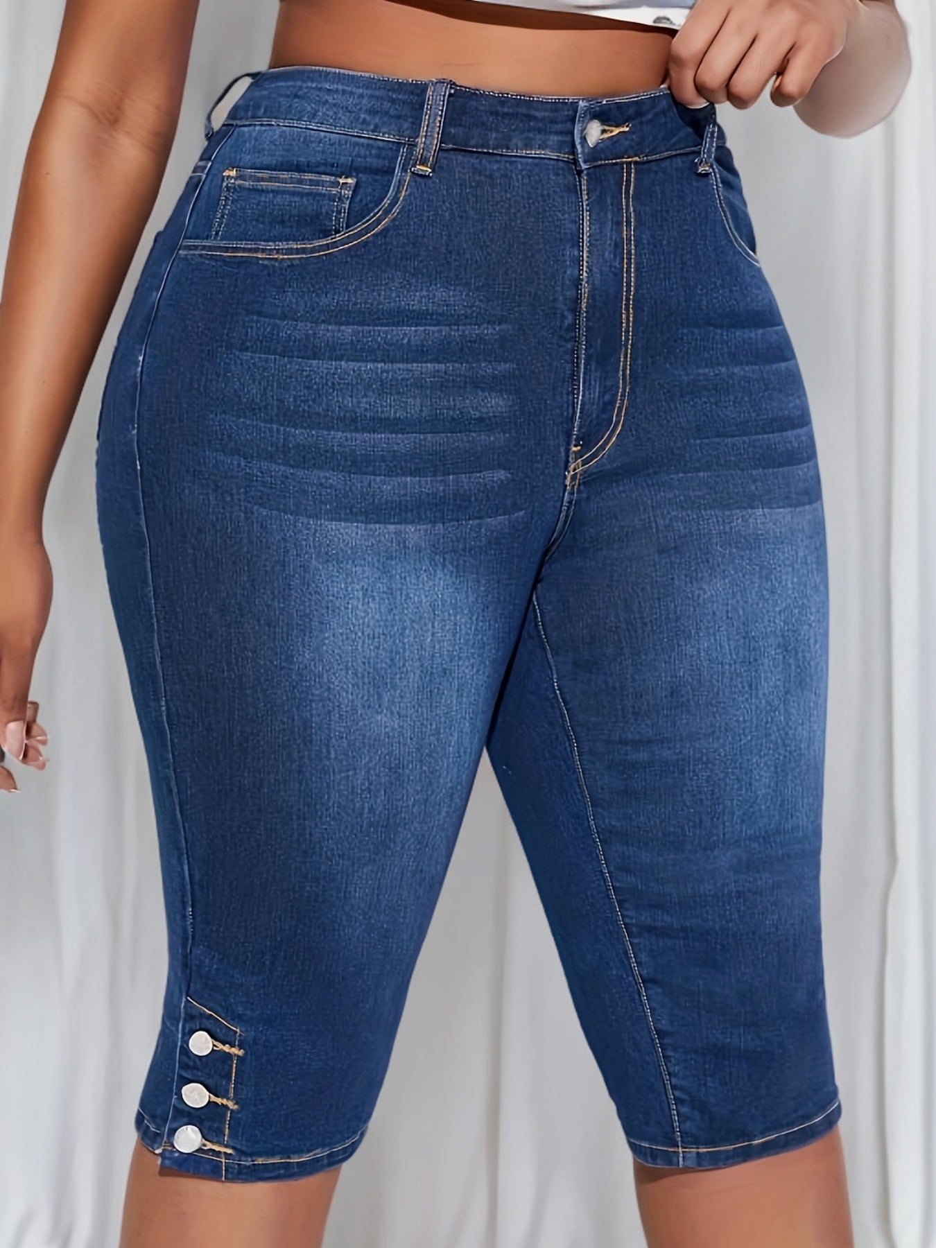 Ayollar uchun kengaytiriladigan elastik denim shimlar - Elastik bel, kundalik va rasmiy kiyim uchun