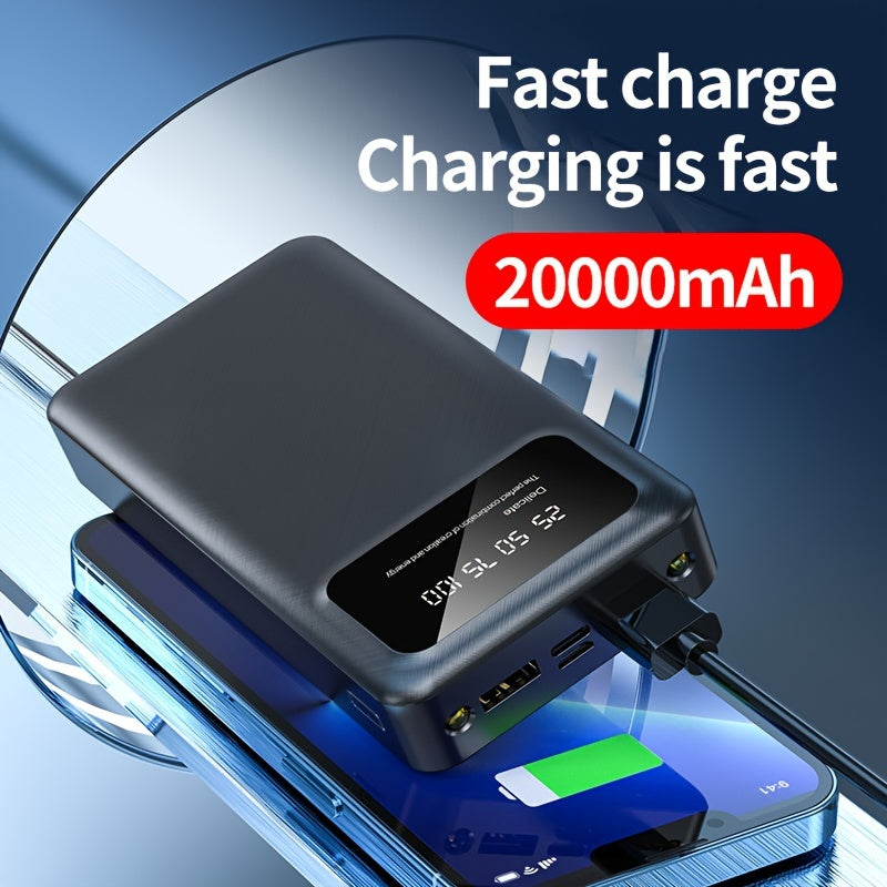 20000mAh portativ quvvat banki, ikki LED chiroq va katta ekran bilan