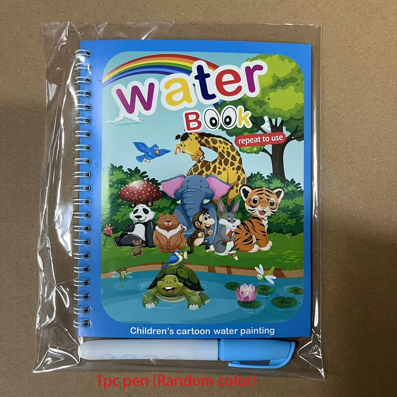 Libro de dibujo con agua para niños, reutilizable, con bolígrafo de agua, papel de colores mezclados