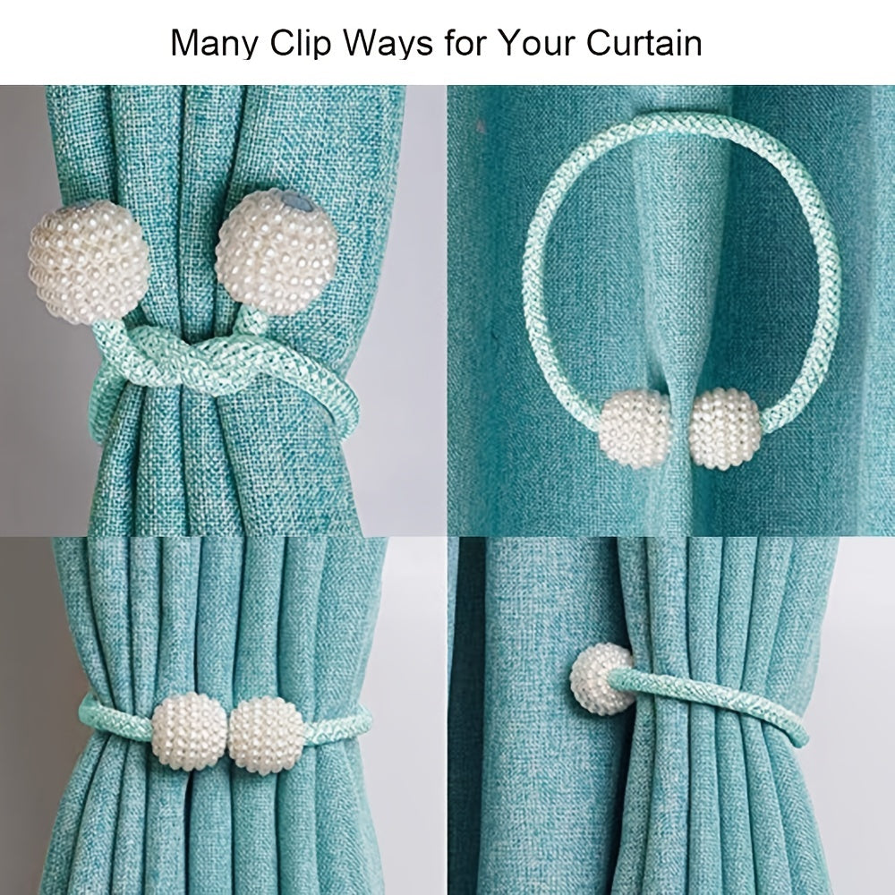 Set of 2 Pearl Magnetic Curtain Hooks for Sheer and Thin Curtains