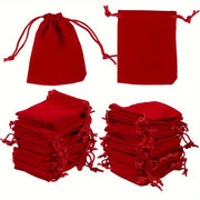 50pcs Red Velvet Drawstring Bags for Wedding Favors Party Gifts Nylon Durable 6.99x8.99cm 8.99x11.99cm