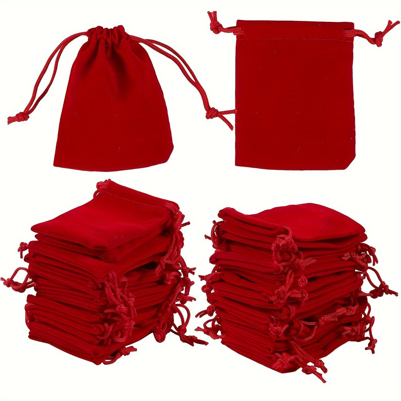 50pcs Red Velvet Drawstring Bags for Wedding Favors Party Gifts Nylon Durable 6.99x8.99cm 8.99x11.99cm