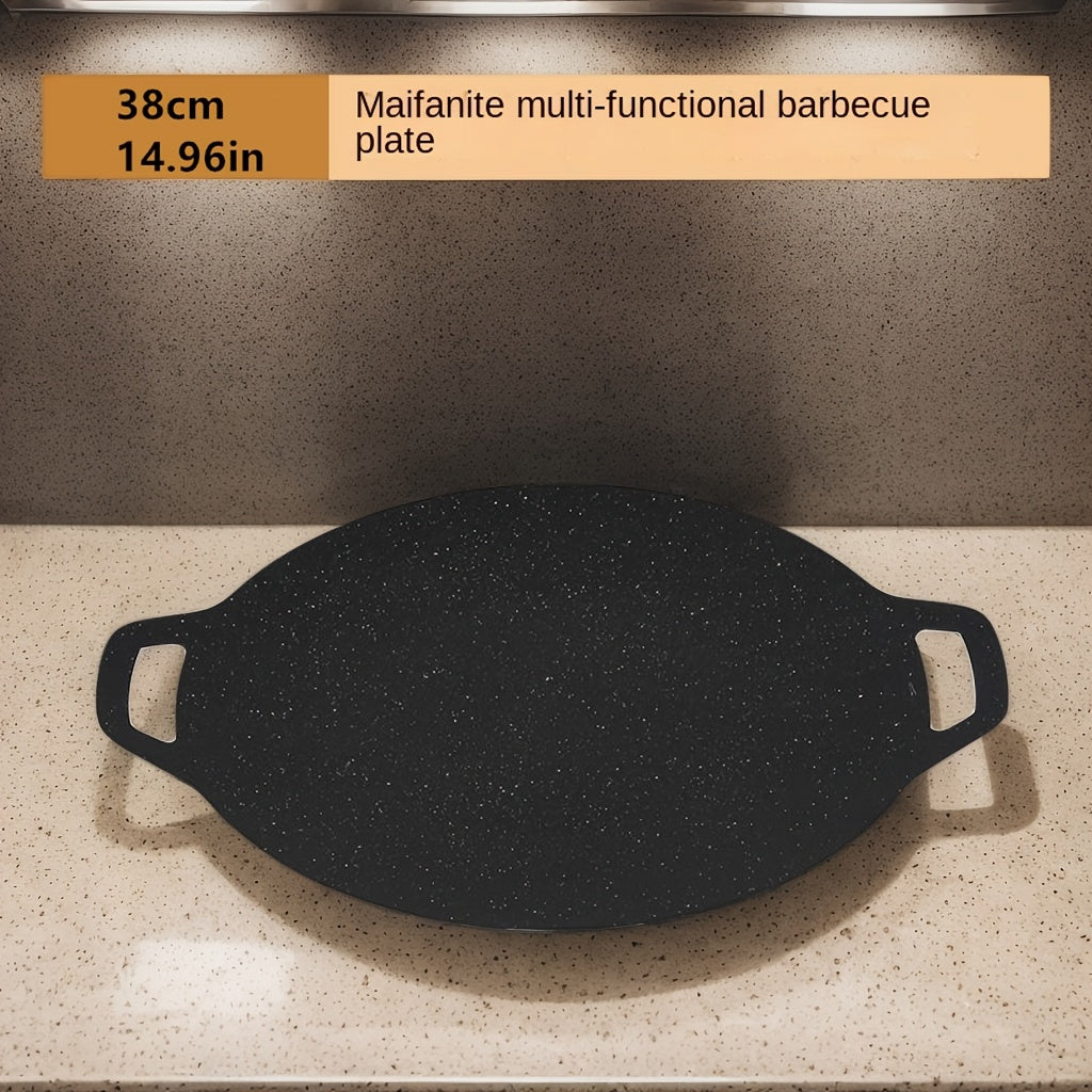 Cast Iron Grill Pan for Outdoor Camping and BBQ Non-Stick Stovetop Gas Grill