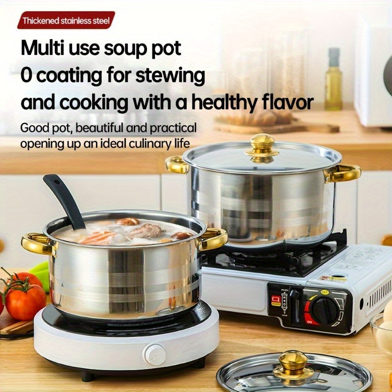 Stainless Steel Cookware Set 10 Pieces with Lids Deep Soup Pots Double Handles