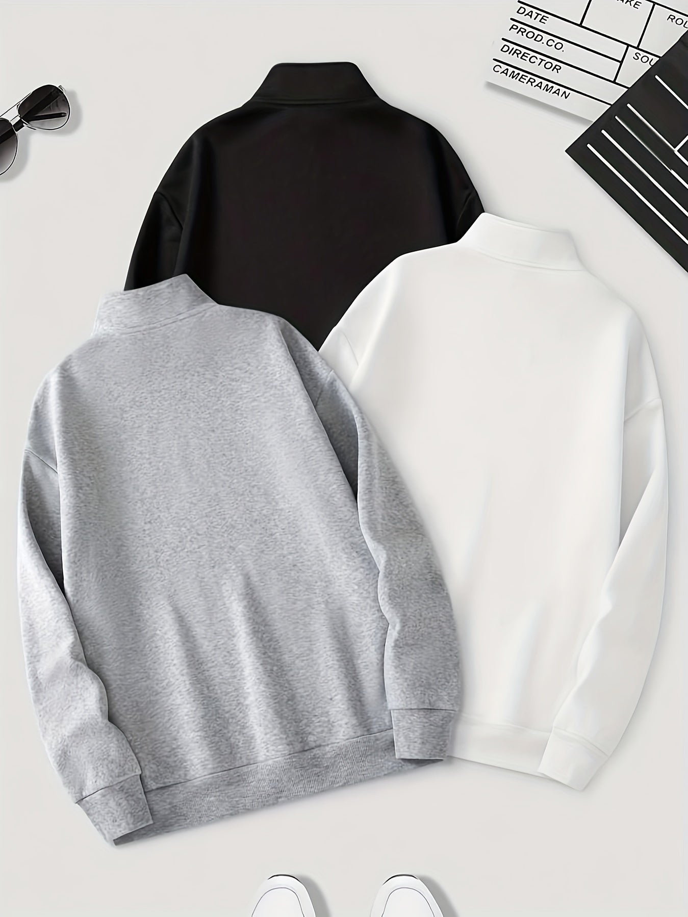 Men's Solid Color Polyester Hooded Sweatshirt with Zip Up and Long Sleeves