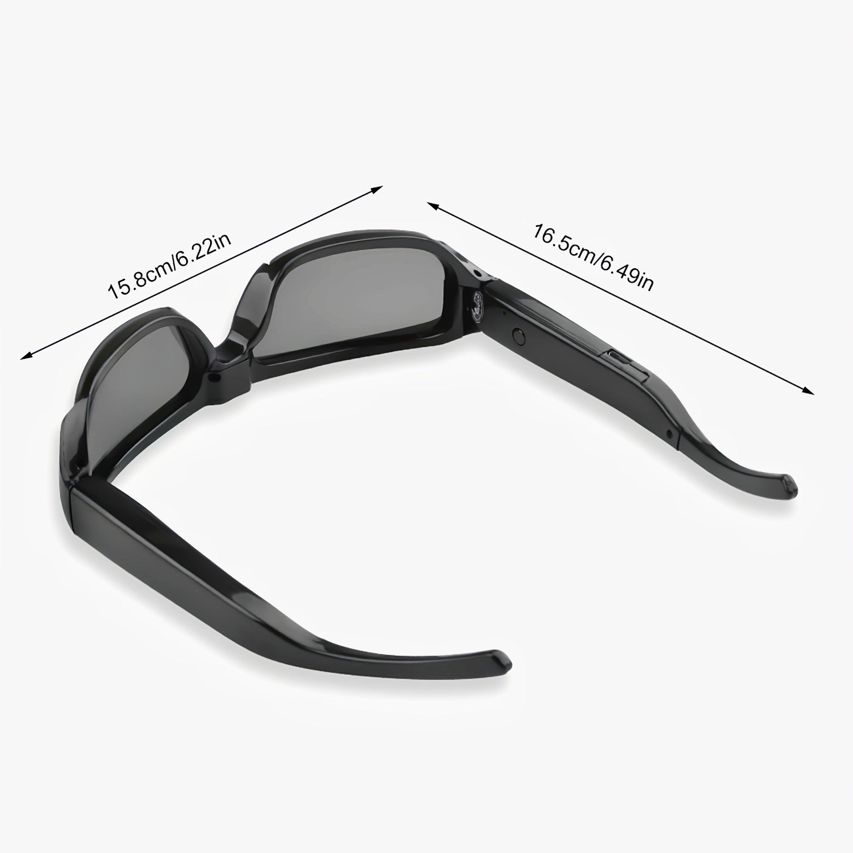 Gafas de vídeo HD para deportes y reuniones 1080P, ángulo amplio de 75°, memoria de 64GB incluida