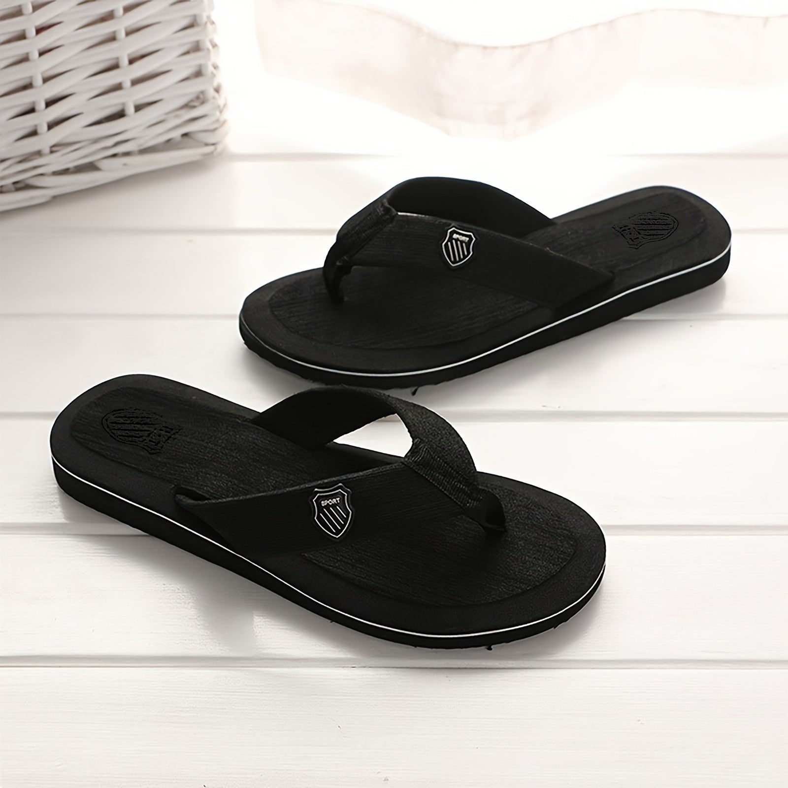 Men's EVA Summer Slippers for Beach and Home, Solid Color, All-Season