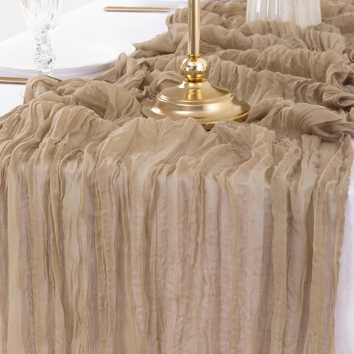 Rustic Polyester Cheese Cloth Table Runner for Outdoor Events and Celebrations
