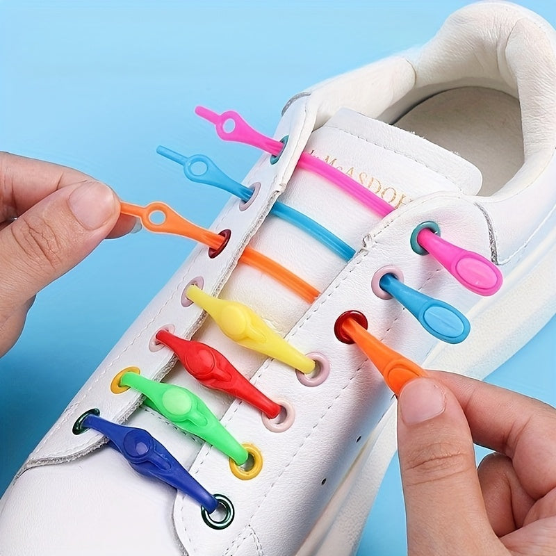 36pcs Colorful Elastic Silicone No Tie Shoelaces for Sneakers and Running Shoes