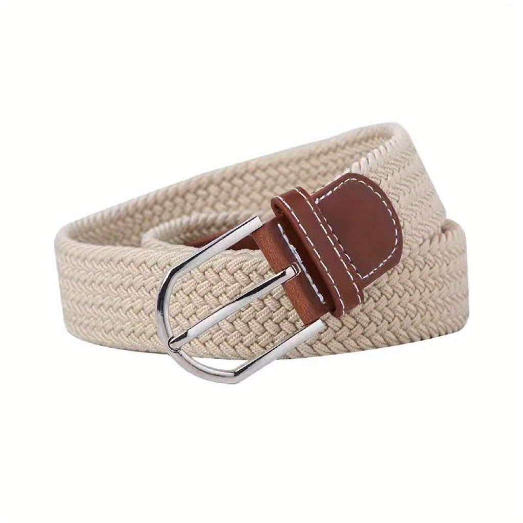 Cinturón de lona elástica unisex con hebilla de pasador para vaqueros, ropa casual y deportiva