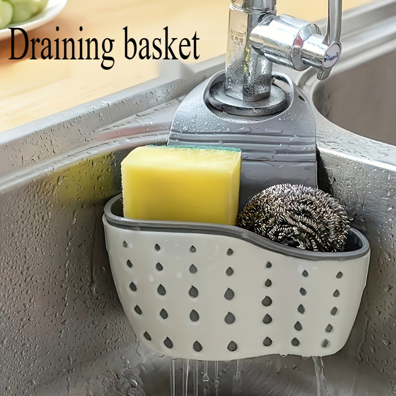 Plastic Kitchen Drain Basket for Sponges Soap and Utensils Hanging Storage
