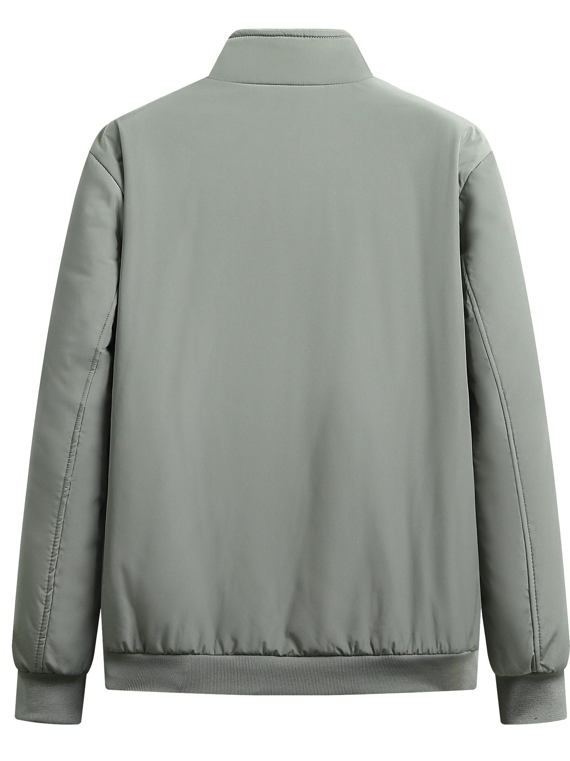 Men's Fleece Jacket Solid Band Collar Plus Size Casual Winter Warm Outerwear