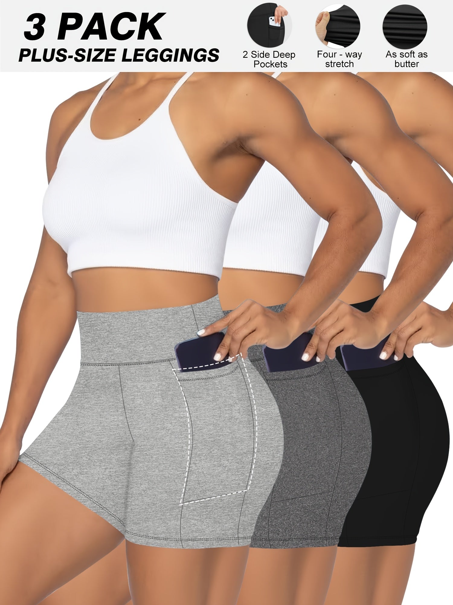 Шорты для женщин plus-size с высокой талией и эффектом подтяжки ягодиц, однотонные, летние, моделирующие