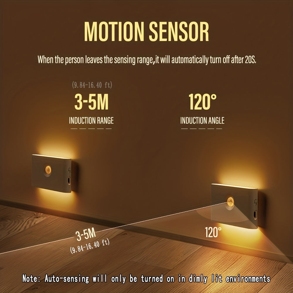 Wireless LED Night Light with Motion Sensor USB Charging for Bedrooms Bathrooms and Corridors