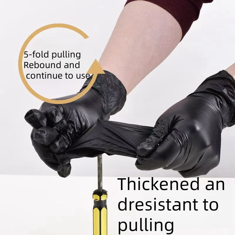 20 Black Nitrile Gloves Pack Waterproof Oil Resistant Food Prep Cleaning