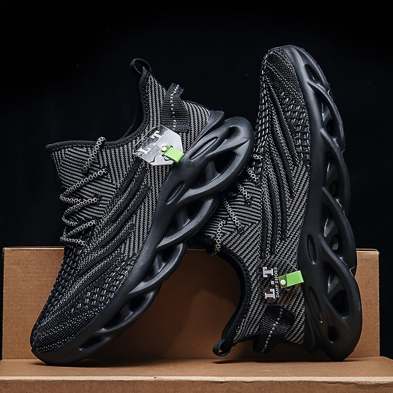 Men's Breathable Knit Running Shoes Shock Absorption Outdoor Jogging Sneakers