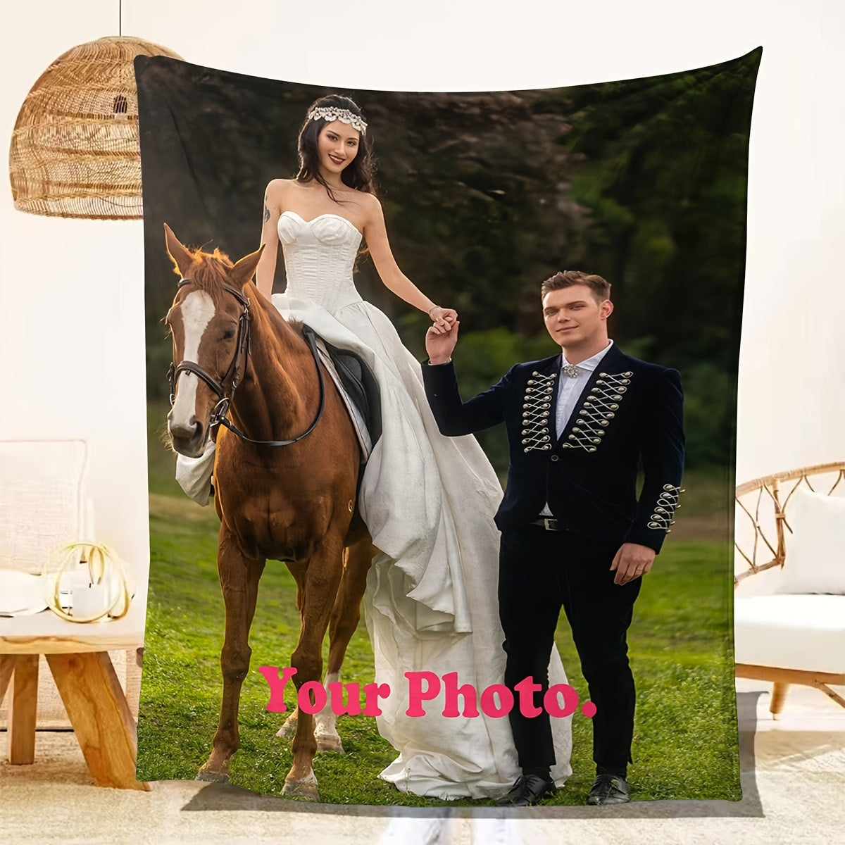 Personalized Digital Print Flannel Blanket Cozy Soft All-Season Gift