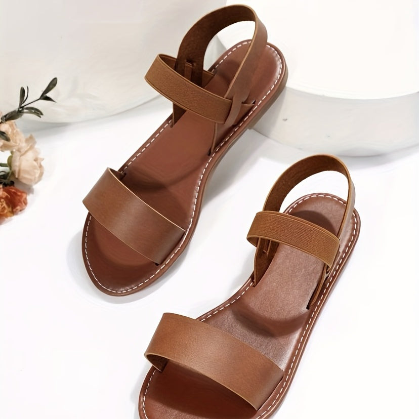 Women's PVC Flat Sandals Casual Ankle Strap Minimalist Outdoor Shoes