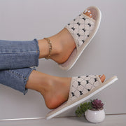 Women's Breathable Fabric Slip-On Slippers with Bowknot and EVA Sole for Indoor Comfort