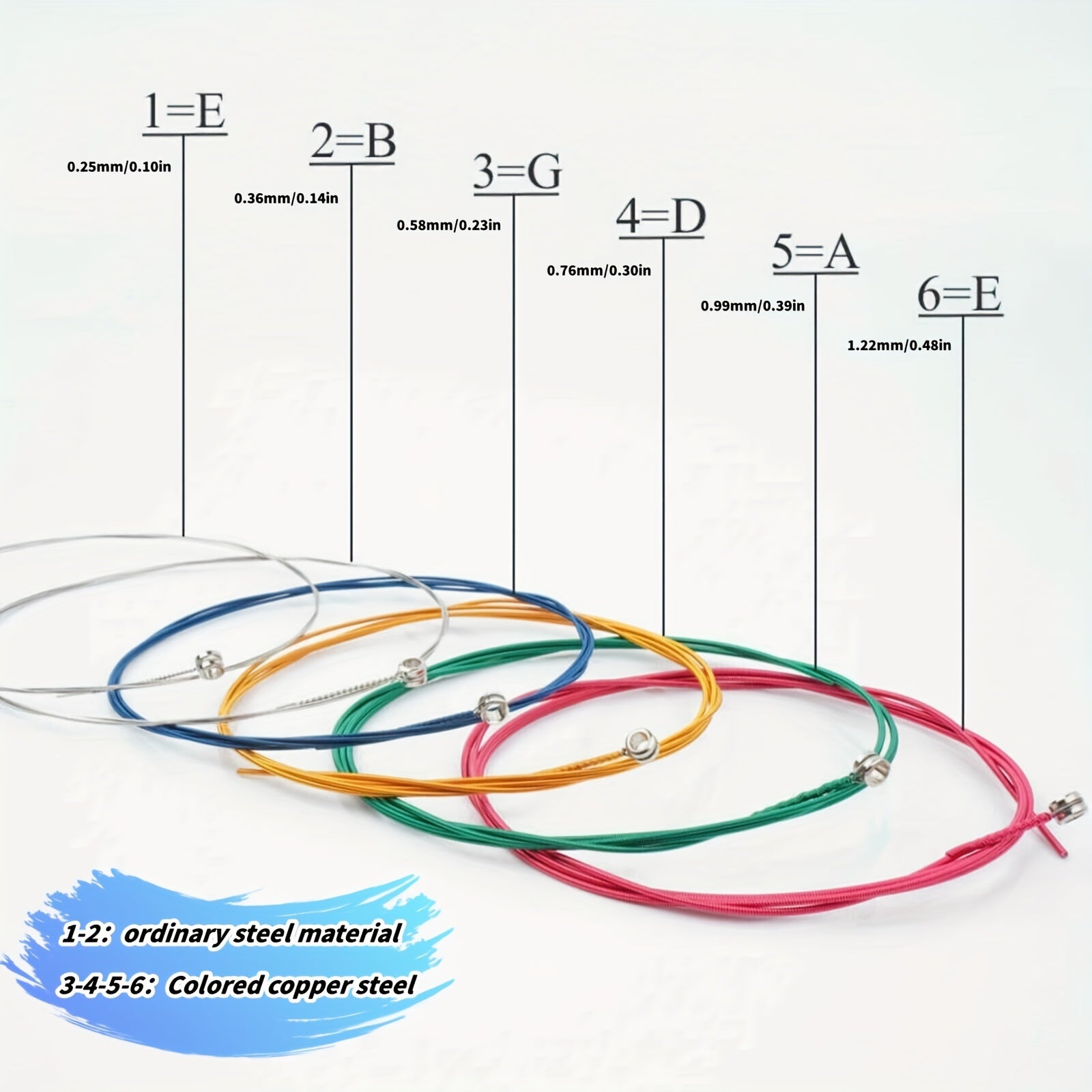 6-Piece Steel Acoustic Guitar Strings Set with 3-in-1 String Winder Tool