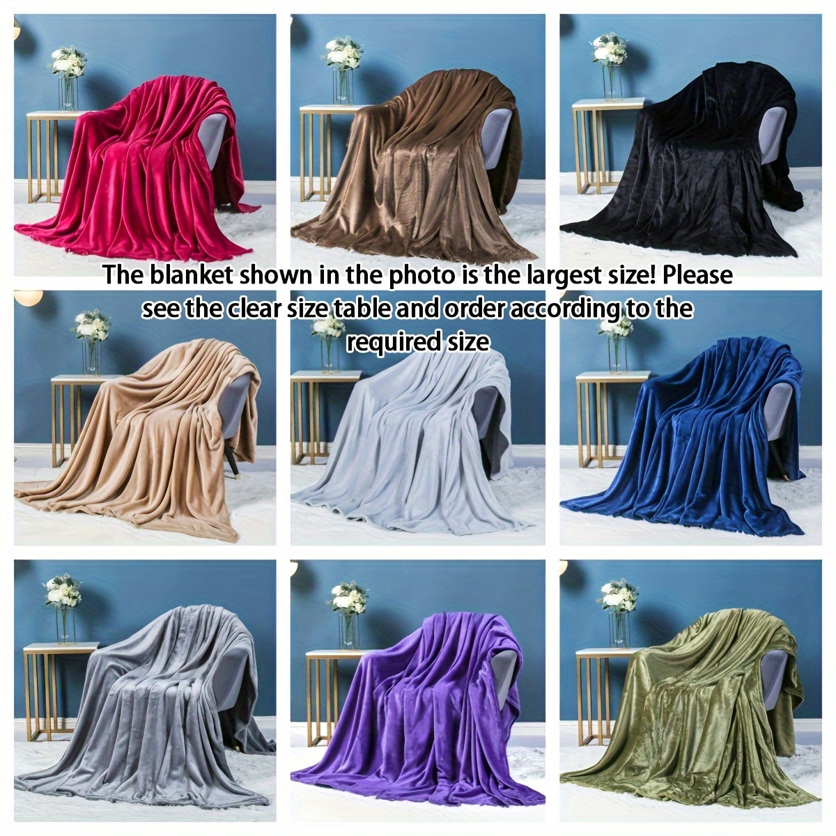 Soft Warm Flannel Blanket Solid Color Cozy Throw for Living Room Bedroom Travel