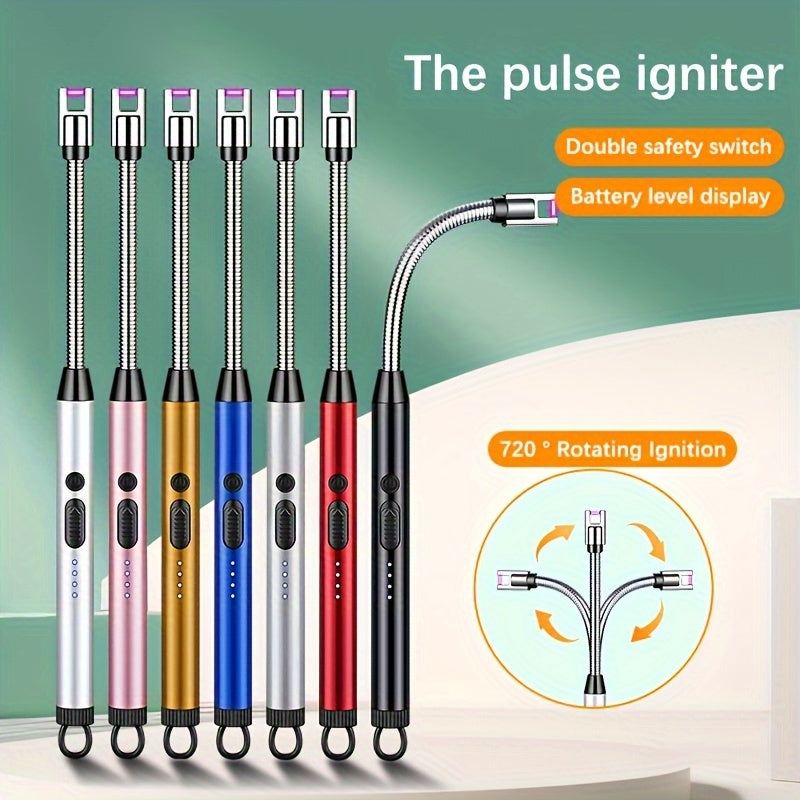 Rechargeable USB Arc Lighter Black Metal Plastic 4-in-1 Kitchen Camping