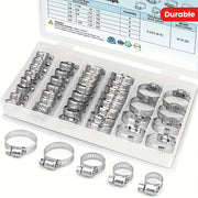 20 Pcs Stainless Steel Hose Clamps Set Adjustable 1/4-1-1/8 Inch for Pipe and Fuel Line