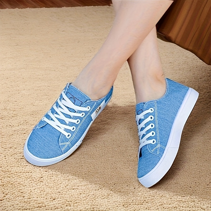 Women's Canvas Sneakers Casual Round Toe Lace-Up All-Season Lightweight Rubber Sole