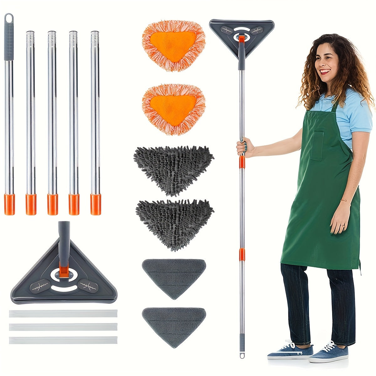 215,9 см Стена Очиститель Швабра с регулируемой ручкой и 6 тряпками для очистки потолка и стен