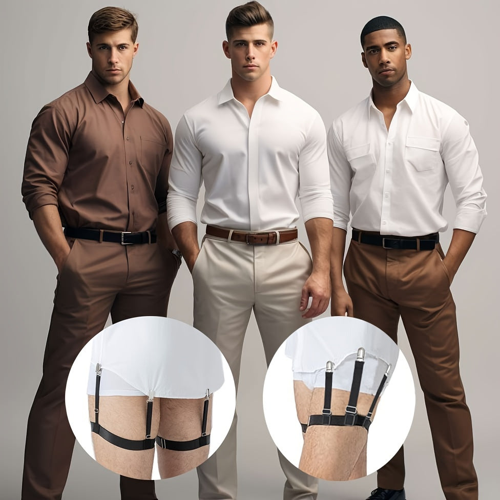 Men's Shirt Stays Nylon Business White Adjustable Shirt Garters for Tucking