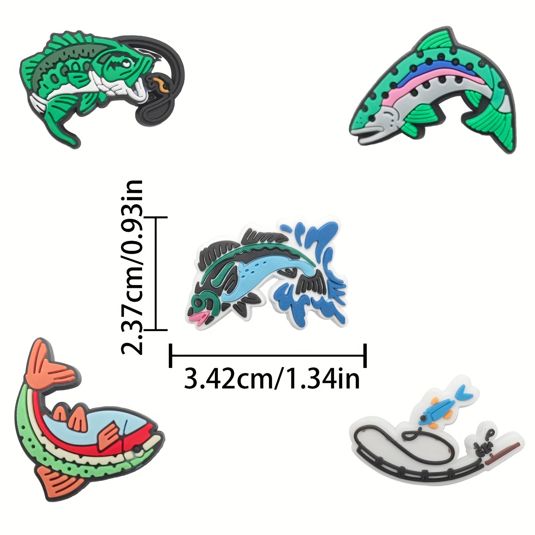 16PCS Fishing Shoe Charms for Women Men Clog Decorations for Sandals and Jewelry