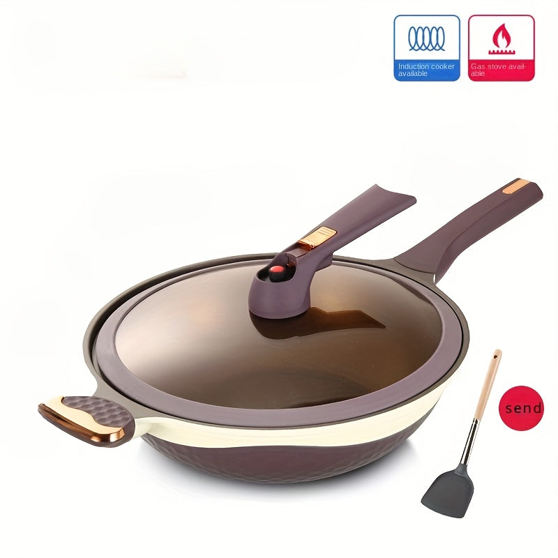 Titanium Wok 32cm with Steamer Non-Stick Flat Bottom for All Stovetops