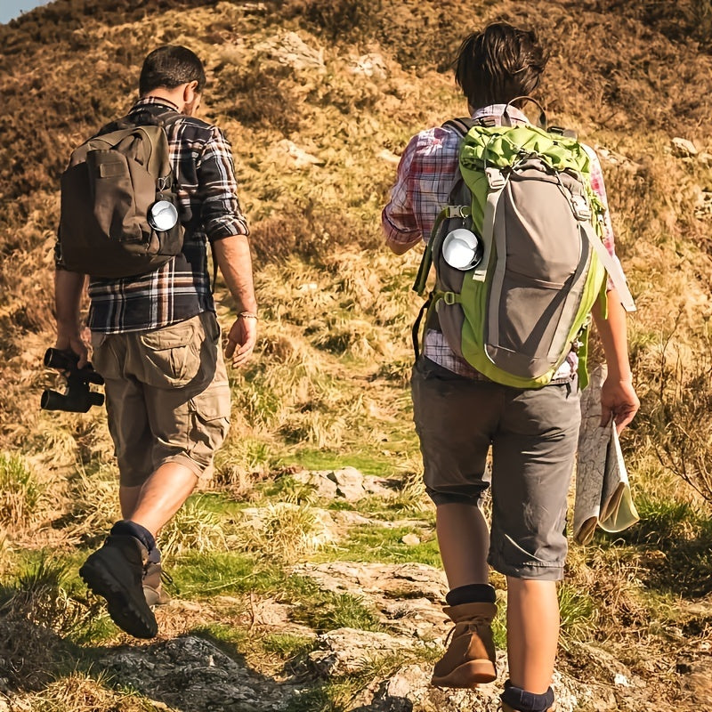 Taza de viaje plegable de acero inoxidable de 75ml con llavero para camping y senderismo
