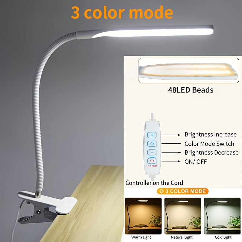 LED Music Stand Light Clip-On Eye-Friendly Blue Light Blocking USB Powered Adjustable Dimmable