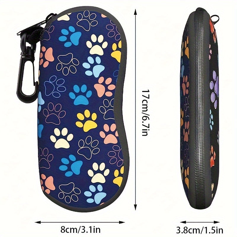 Mustahkam Neoprene Ko'zoynak Qutisi Itning Poyasi Izlari Dizayni - Sayohat va Sport uchun Ideal - Erkaklar va Ayollar uchun Mos