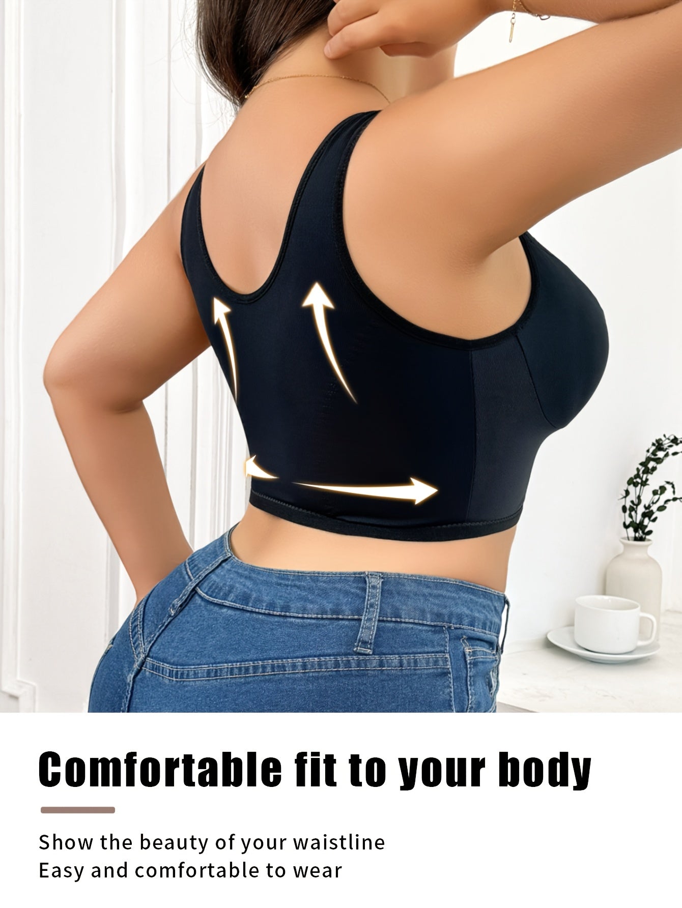 Sujetador moldeador con cierre frontal, encaje de talla grande, estampado floral y tirantes ajustables