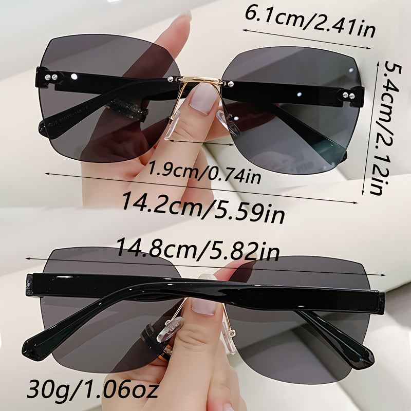 Minimalist Frameless Metal Sunglasses for Fashion Enthusiasts Polycarbonate Lenses
