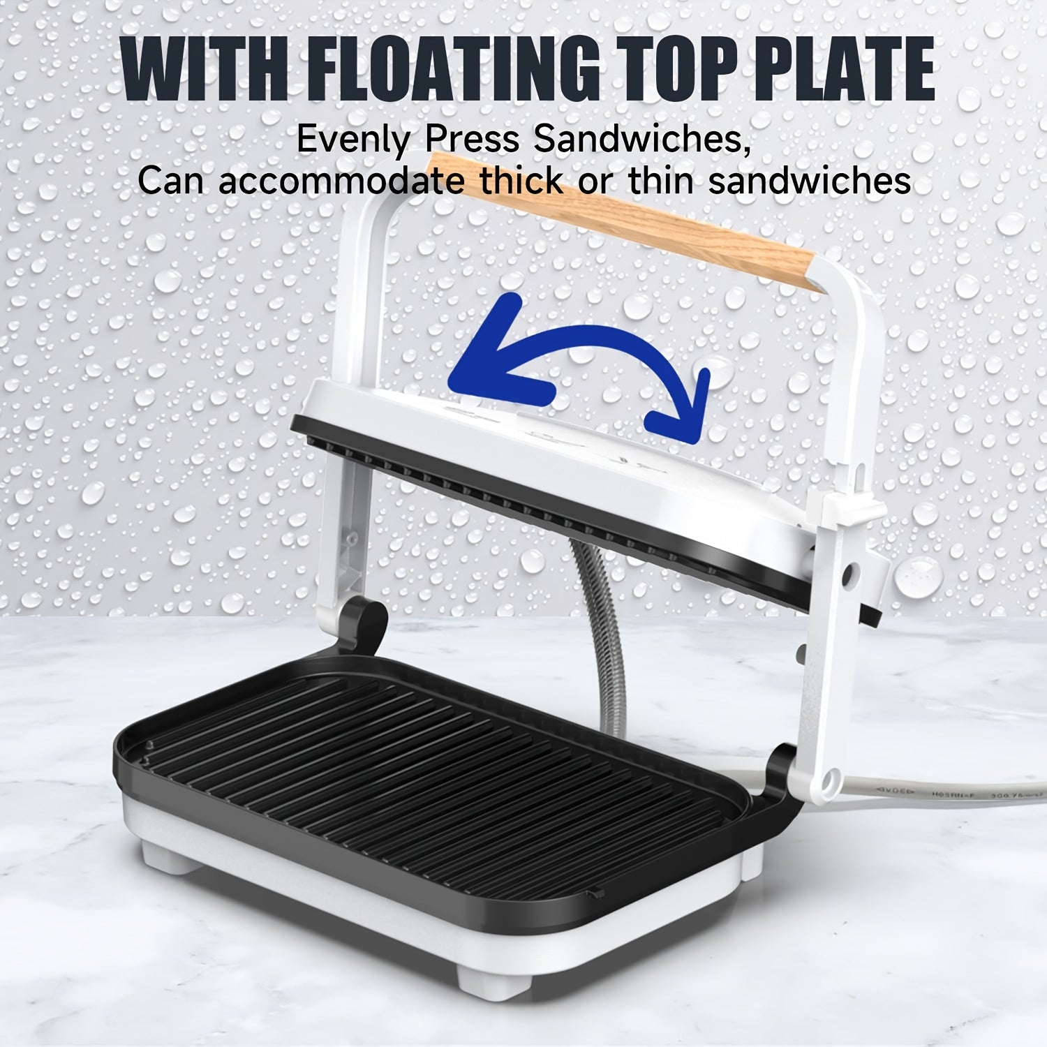 Electric Indoor Contact Grill Nonstick Grids Locking Lid 1100-1300W