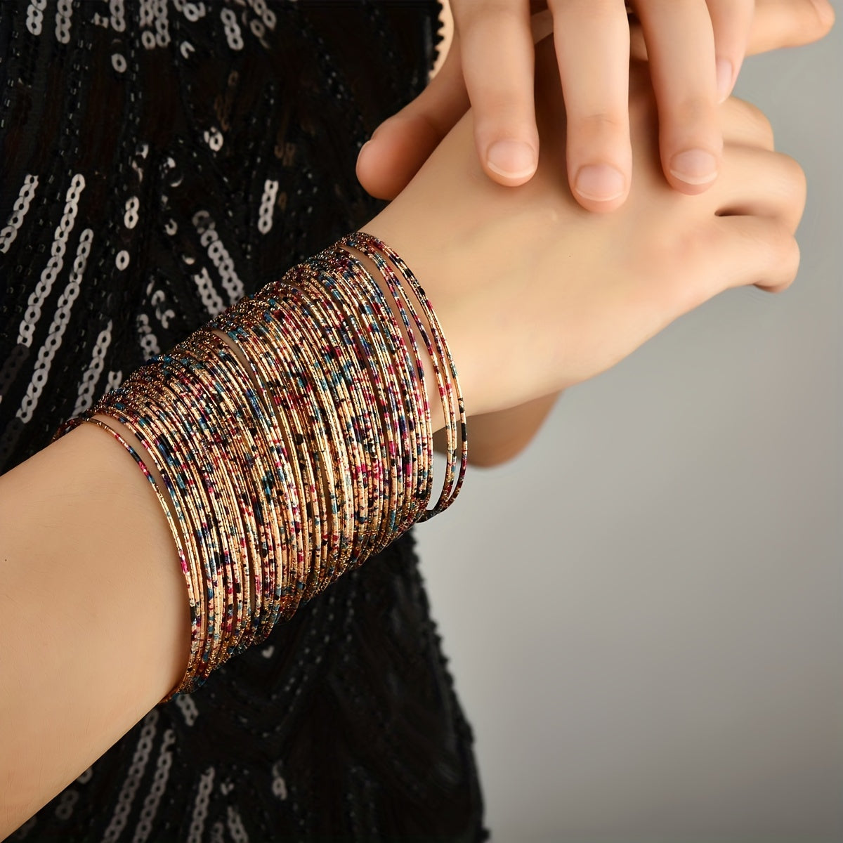 Beaded Bracelet Set 60 Pieces Boho Style Alloy Jewelry for Women and Girls