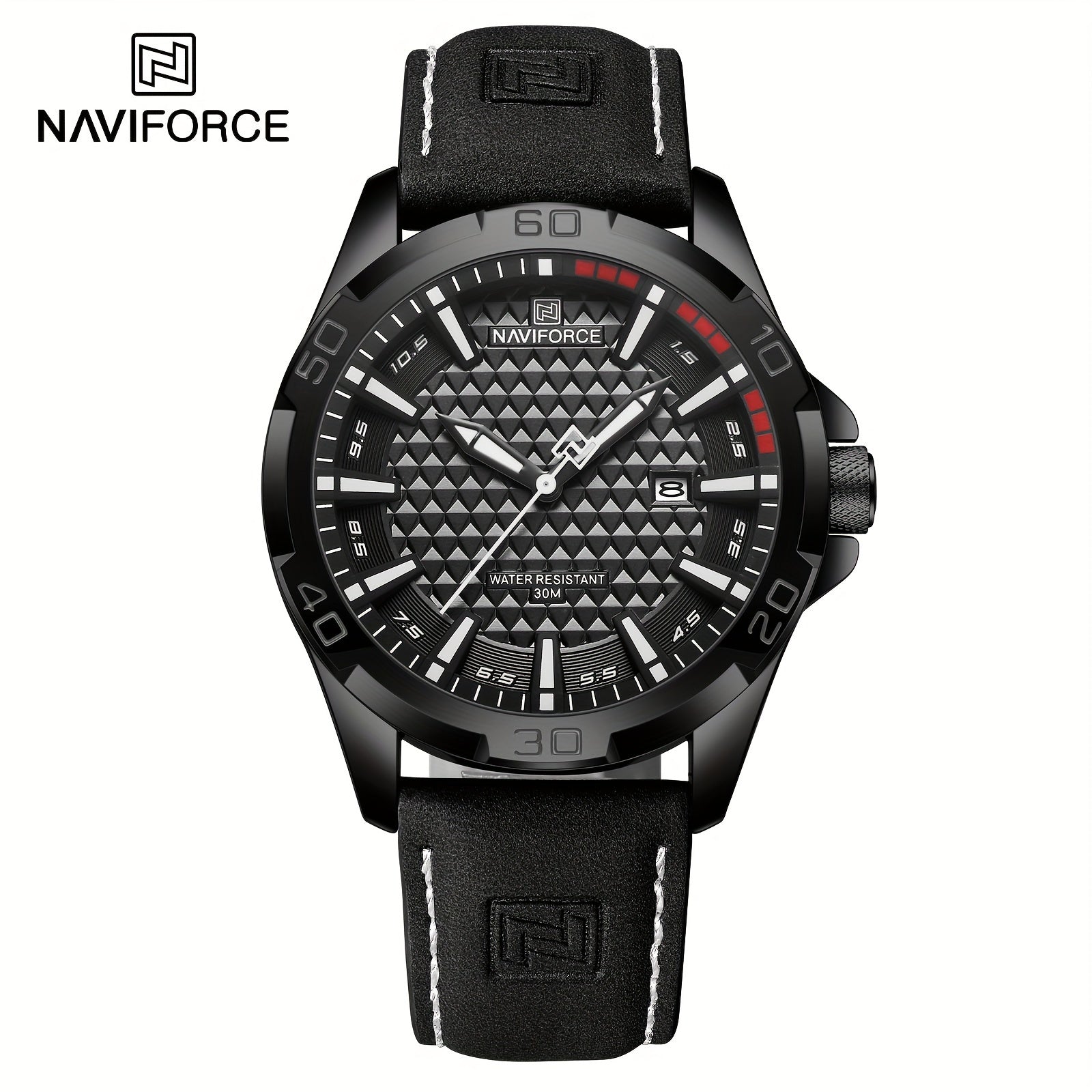Men's Quartz Watch Carbon Fiber Dial Leather Strap Water Resistant Casual Style