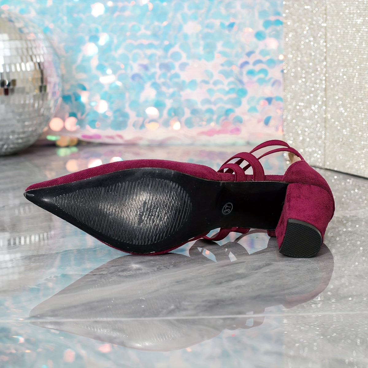 Women's Pointed Toe Cross Strap High Heel Sandals Comfortable Chunky Sole