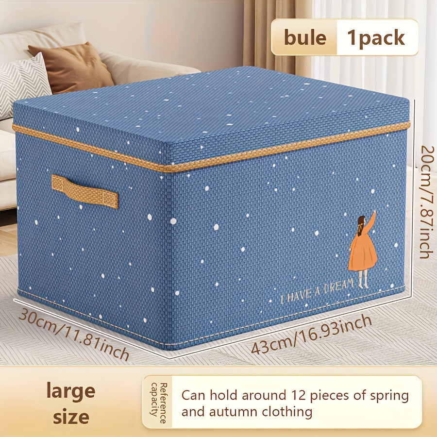 Foldable Fabric Storage Box with Lid for Clothes Toys and Home Organization