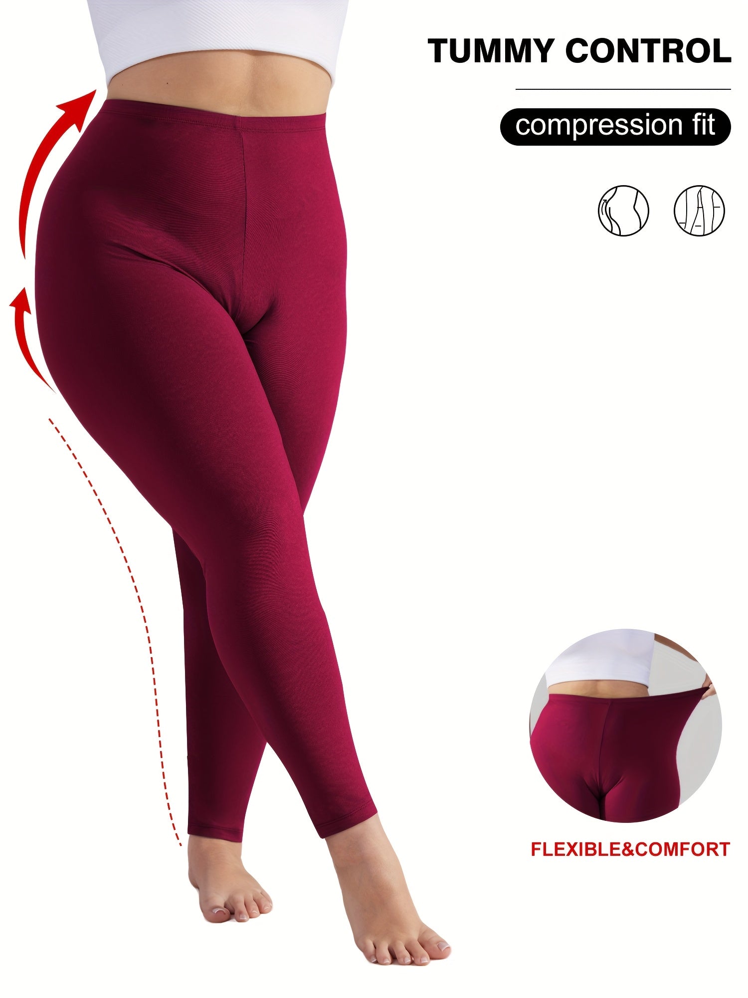 Plus Size Women's High Waist Stretch Yoga Leggings Tummy Control Tights