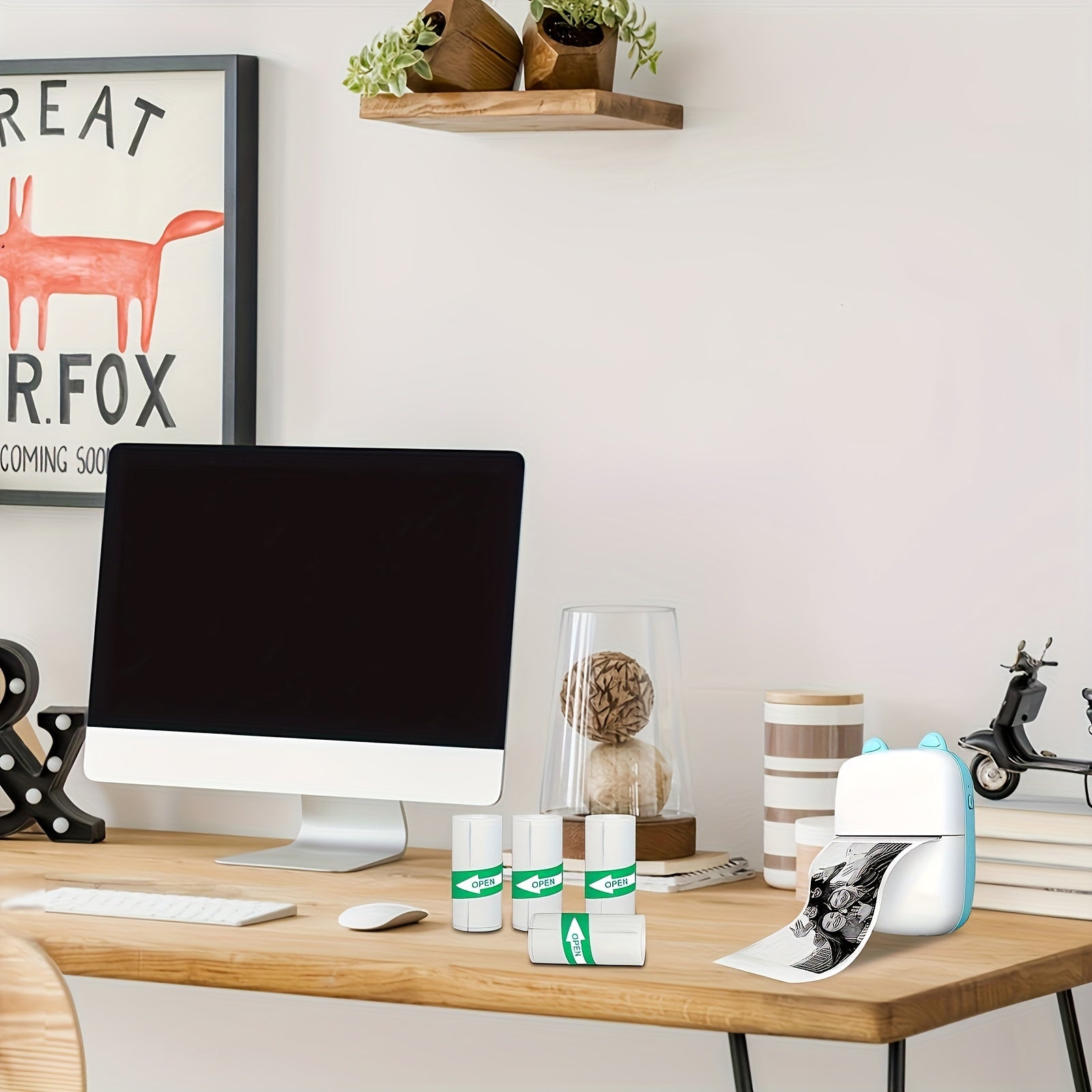 Mini Pocket Printer for Printing Text and Pictures on 57x30mm Self-Adhesive Thermal Paper