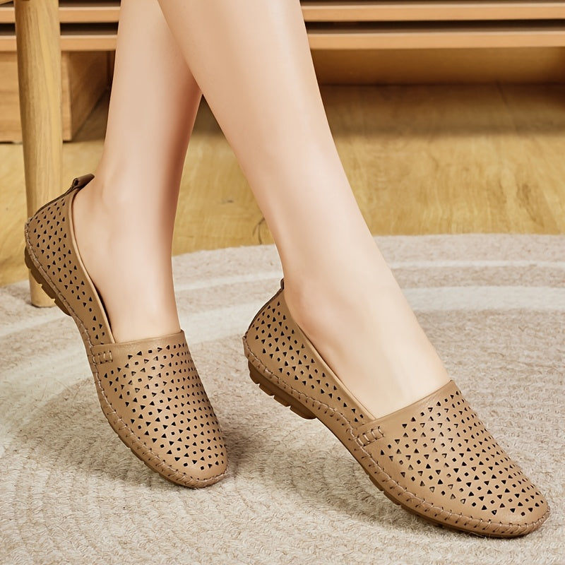 Women's Breathable Summer Slip-On Loafers Casual Round Toe Non-Slip Lightweight PU