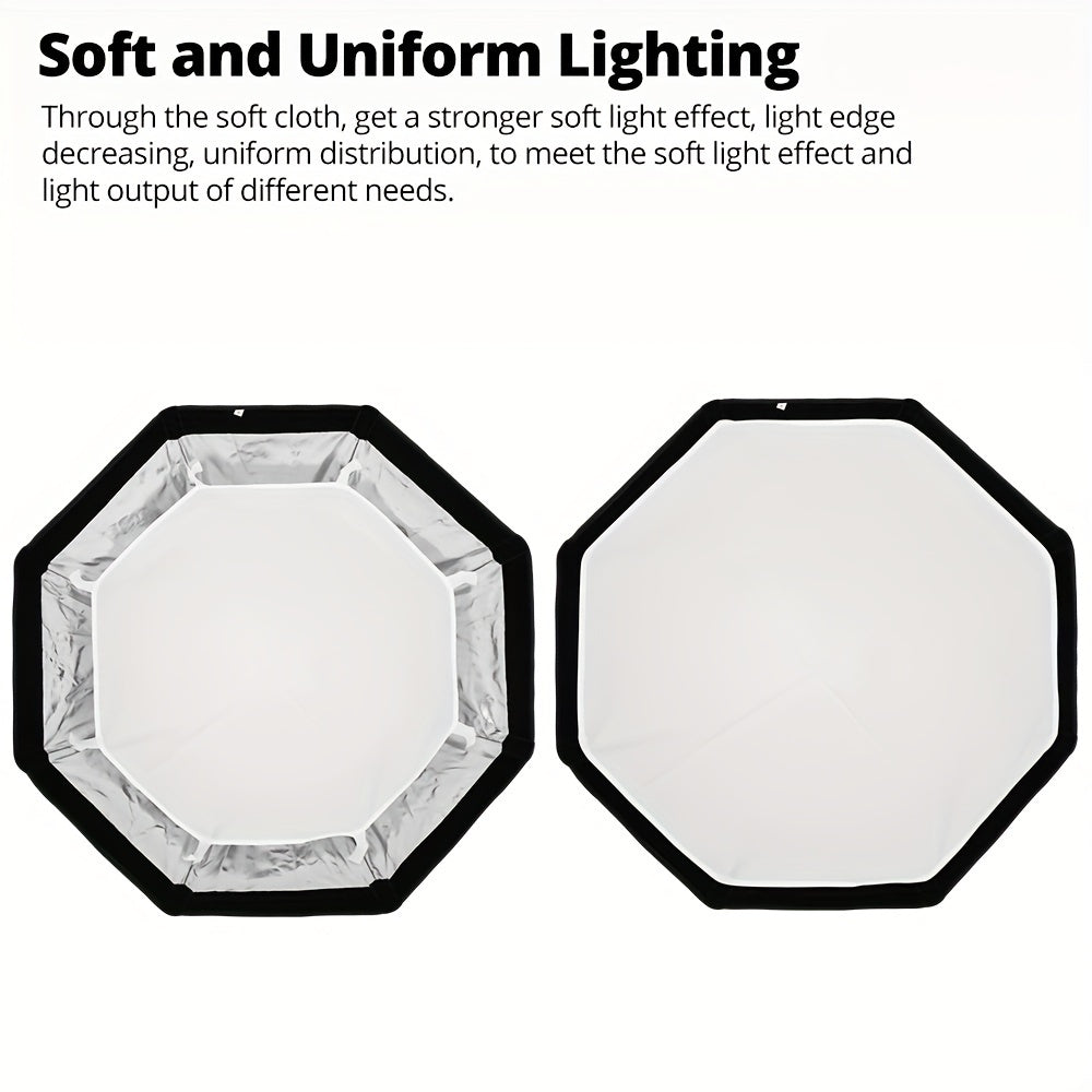AMBITFUL Tez chiqarish sakkizburchakli yumshoq qutisi, to'r, tutqich va kameraning flashi uchun kran montaji - Polyester tolali yoritish diffuzori, studiya fotosuratlari uchun Godox TT520II V860III bilan mos keladi.